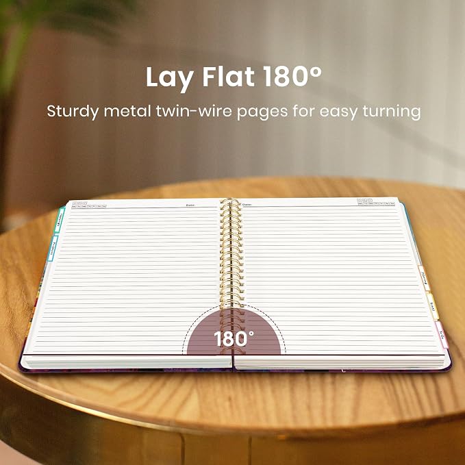 Taja Pretty Large Spiral Lined Notebook for Work with 5 Removable Dividers