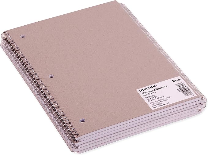 Mintra Office Spiral Notebooks, Wirebound, Journals for School, Work, Business, Aesthetic Stationery, Writing Pads, Teacher & Student Supplies (6, Pastel, Wide)