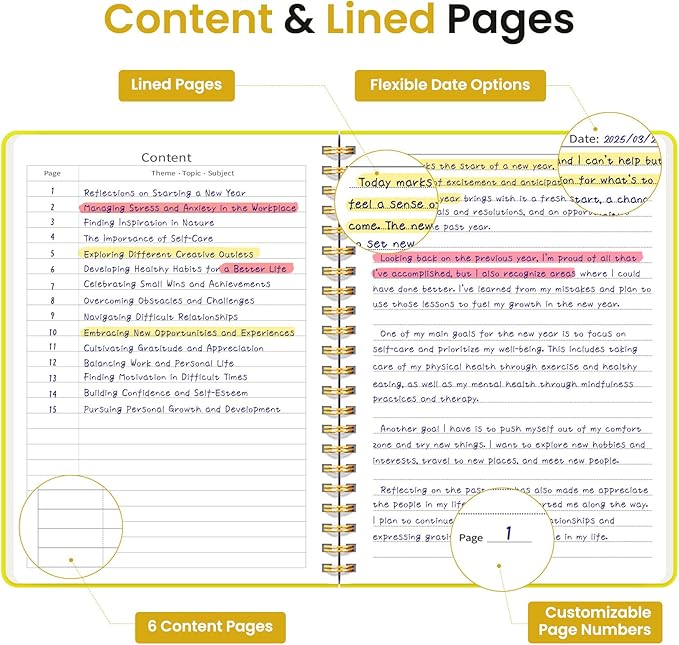 Taja Lined Spiral Journal Notebook for Women & Men, 140 Pages, College Ruled Hardcover Notebook for Work & Note Taking, Journals for Writing, A5(5.7" x 7.9") – Lemon Yellow