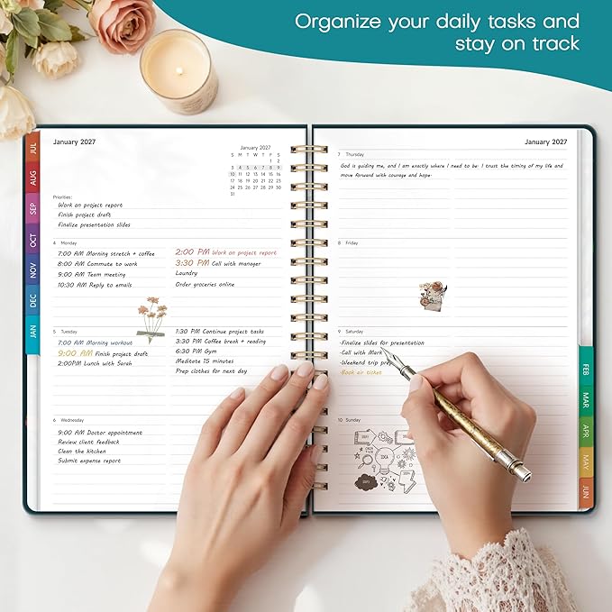 Planner 2026-2027 Monthly and Weekly Academic Planner July 2026 - June 2027, Hardcover Calendar 2026-2027 Agenda Daily Planner for Student Teacher School Office Supplies, 7.4" x 10.2", Pink Butterfly