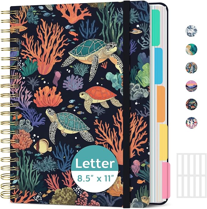 ZOTIA Large Spiral Notebooks for Work 5 Subject with Removable Dividers