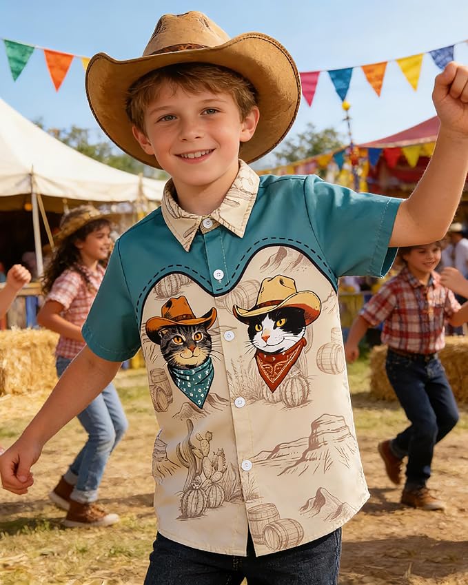 Enlifety 2-10T Kids Hawaiian Shirt Boys Short Sleeve Button Down Shirts Hawaii Summer Casual Blouse