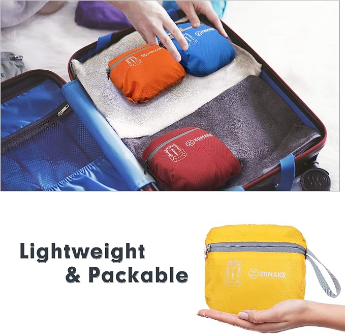 ZOMAKE Lightweight Packable Backpack 25L, Foldable Hiking Daypack | Water Resistant Small Folding Backpacks for Travel, Everyday Carry, Multi-Pocket Layout, Breathable Shoulder Strap