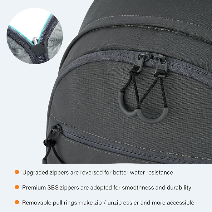 HanTrip 18 Inch Carry on Travel Backpack with Lots of Pockets, Dark Gray | 15.6 Inch Laptop Sleeve, Luggage Strap, Water Bottle Pocket, 28 Liters, Lightweight, Water Resistant, 18x14x8 Medium Bookbag