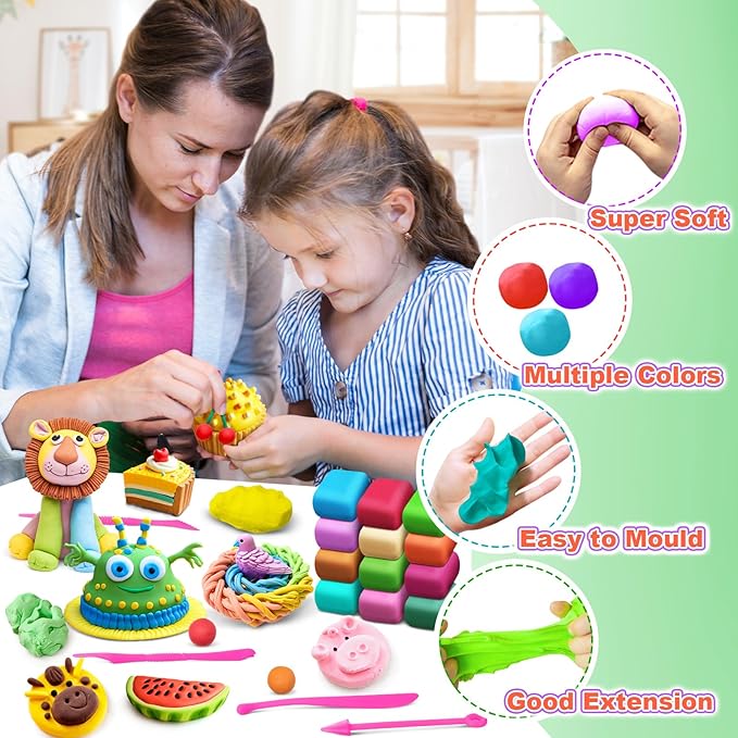 Air Dry Clay 138 Colors, Modeling Magic Clay Set with 5 Sculpting Tools, Arts Crafts Gift for Kids and Beginners