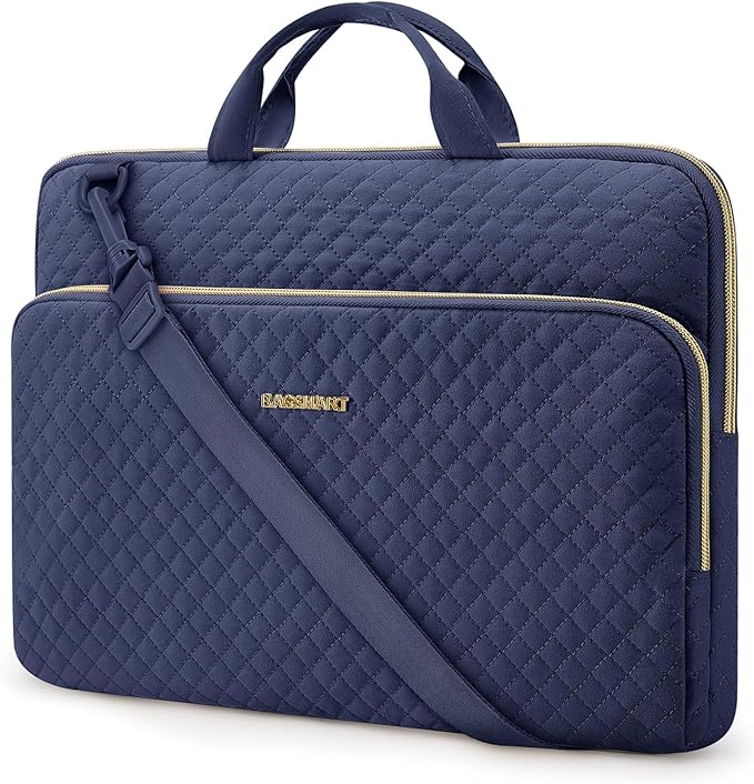 BAGSMART 15.6 Inch Laptop Case Sleeve Compatible with MacBook Pro 16 Inch,15.6 Inch HP,Dell,Acer Aspire,Asus Notebook, Lightweight Laptop Bag for Women with Shoulder Strap,Pocket,Handle, Navy Blue