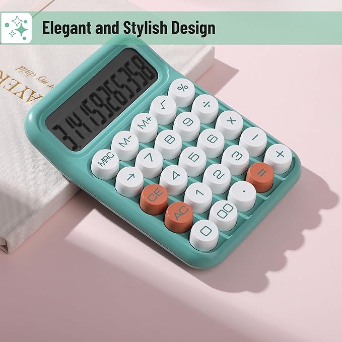 Mr. Pen- Mechanical Switch Calculator, 12 Digit Large LCD Display, Earthy Green with Big Buttons, Mechanical Switch Calculator for Home, School, Office