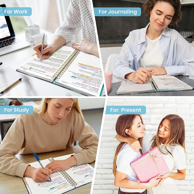 Taja Pretty Large Spiral Lined Notebook for Work with 5 Removable Dividers