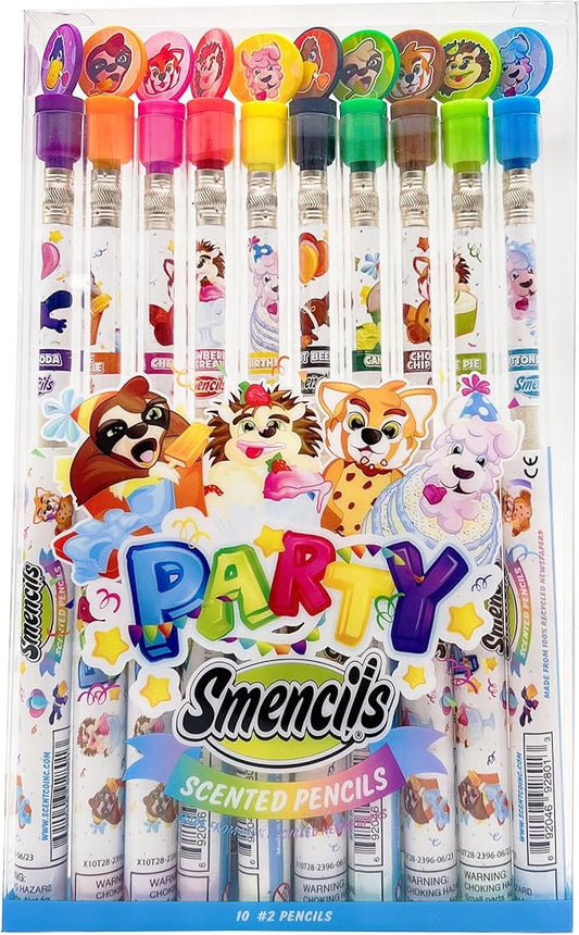 Party Smencils - Patented Gourmet Scented Graphite HB #2 Pencils made from Recycled Newspapers, 10 Count, Gifts for Kids, School Supplies
