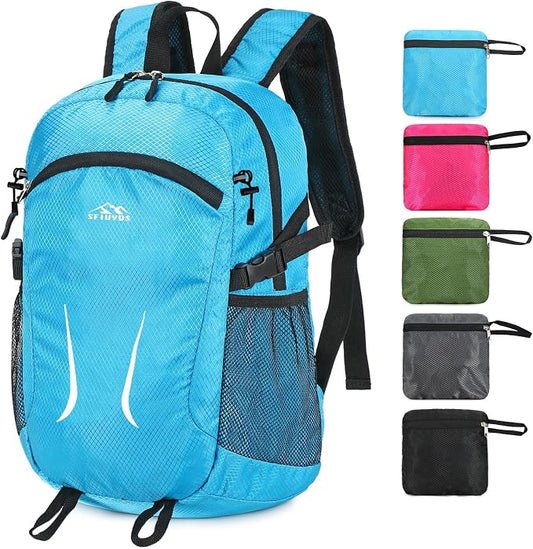 Small Hiking Backpack 35L Travel Lightweight Hiking Packable Daypack Water-Resistant Foldable Backpacks for Women Men Camping (Blue)