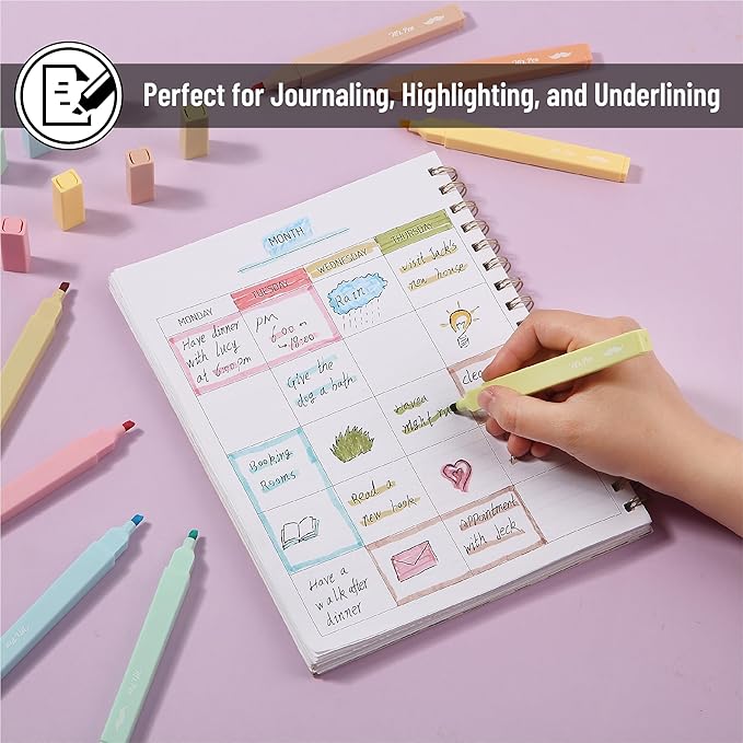 Mr. Pen- Aesthetic Highlighters No Bleed, 8 Pack, Pastel Colors, Chisel Tip, Cute Highlighters Assorted Colors for Journaling, Highlighting, Underlining, Fast Dry, Back to School Supplies