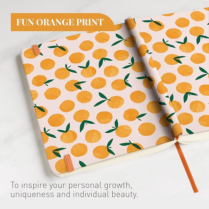 Rileys & Co. Dotted Journal Notebook - 8x6 Inches Dot Grid Notebook - Hardcover Bullet Journal Notebook, Dot Journal - Cute Journals - Motivational Dotted Notebok - Oranges