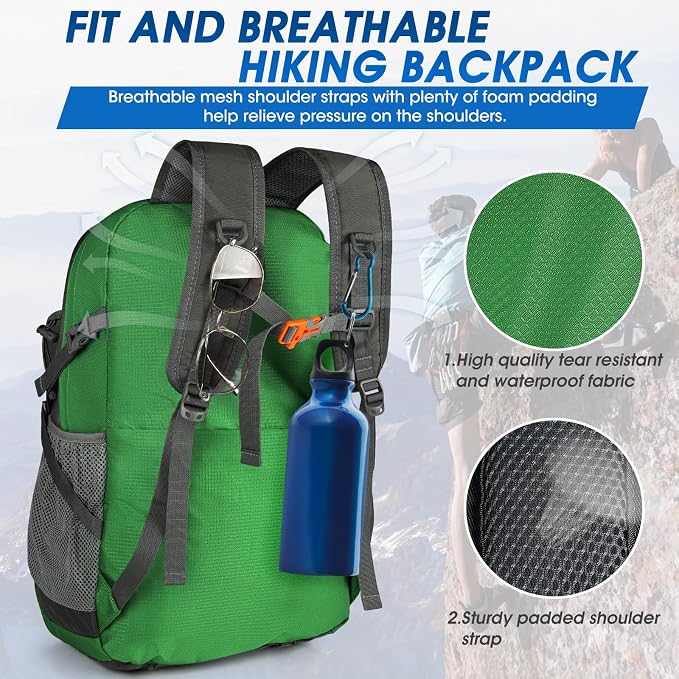 IGOLUMON Hiking Backpack 40L Packable Lightweight Camping Daypack Men Women | Multi-compartment storage Water-resistant Foldable Nylon Material Hiking Day pack for Camping Cycling Outdoor