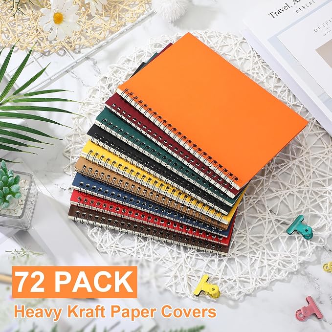Yahenda 72 Pcs Spiral Notebooks, 1 Subject, Wide Ruled, Multi Color