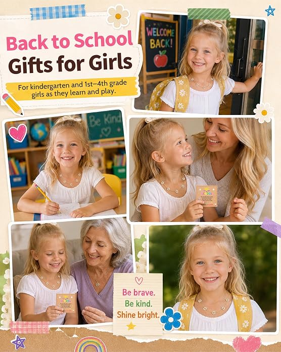 Eryuor New Beginnings, Daisy Necklace for Girls First Day of School Gifts