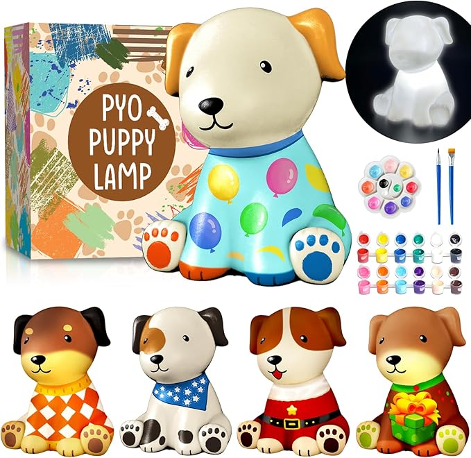 Goody King Paint Your Own Dog Lamp Kit, DIY Night Light, Crafts for Teens Girls Boys, Arts & Crafts for Kids Ages 8-12, Painting Kit for Kids, Room Decoration, Birthday Gift for Kids Ages 3 4 5 6 7 8+