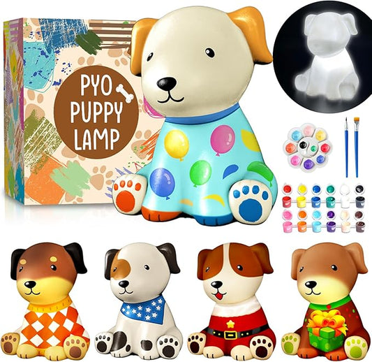 Goody King Paint Your Own Dog Lamp Kit, DIY Night Light, Crafts for Teens Girls Boys, Arts & Crafts for Kids Ages 8-12, Painting Kit for Kids, Room Decoration, Birthday Gift for Kids Ages 3 4 5 6 7 8+