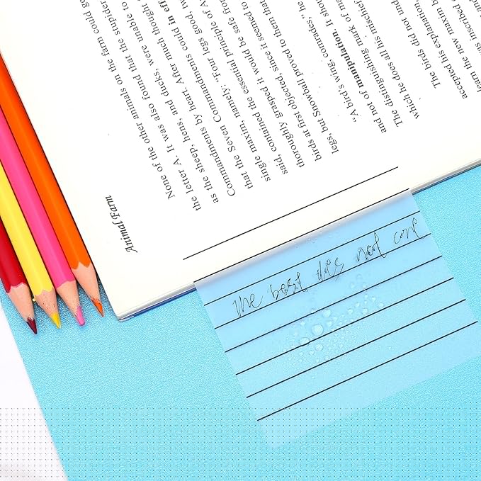 300 Sheets Lined Transparent Sticky Notes 3x3 Inch 6 Pack Clear Sticky Notes Reminder Tabs with Line Colorful Lined Post Note Reminder Tabs for Office Home College Meeting