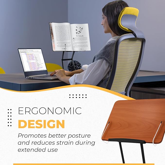 Foldable Book Stand for Reading – Adjustable Book Holder Height Up to 17.8″, Reading Stand with 13″ × 8.7″ Platform – Lightweight 3.3 lb Portability