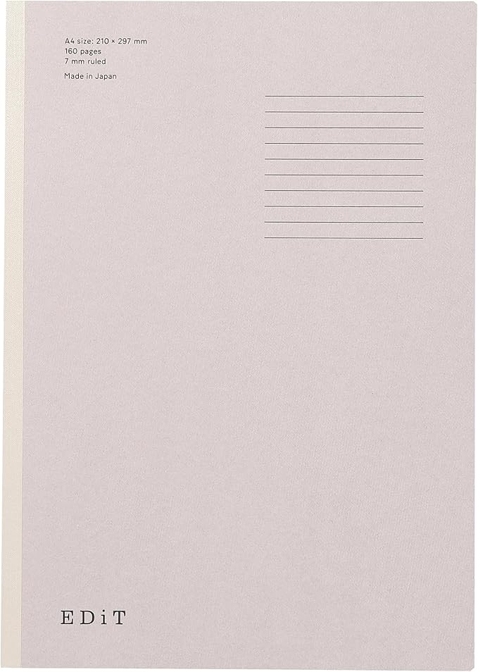 MARK'STYLE EDiT Designed for Clear Thinking, Thin, Lightweight, and Smooth to Write On” — 160-Page Notebook (A4 (7mm Ruled))