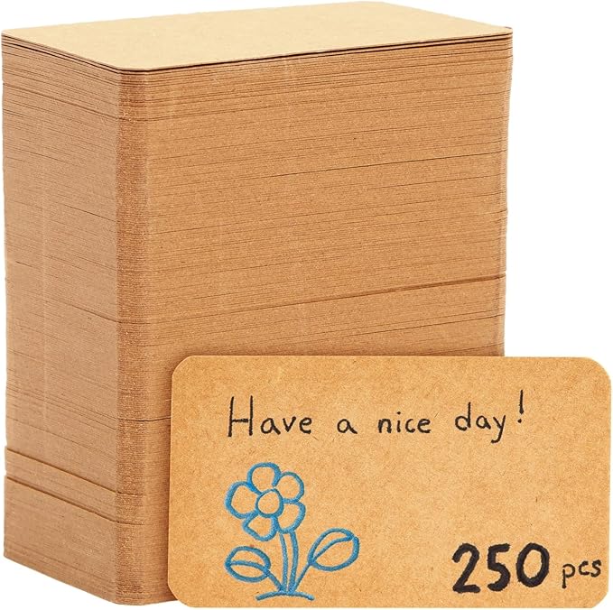 Blank Business Cards - Flashcards & Index Card - Mini Notecards & Cardstock Note Paper - Thick Brown Cardstock Tags - 2 x 3.5 in, Pack of 250