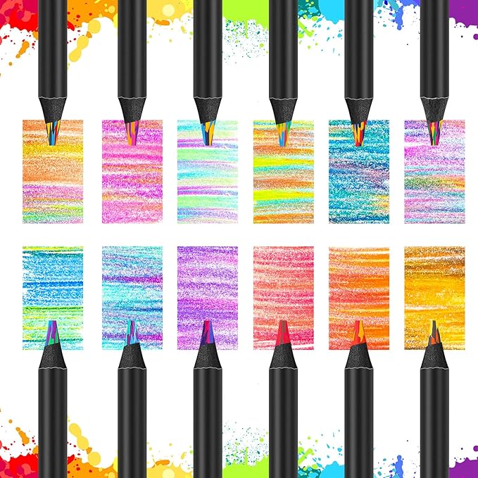 Hapikalor Art Supplies 12 Rainbow Colored Pencils, Teen Girl Boys Gifts Trendy Stuff, Stocking Stuffers for Kids, Birthday Party Favors Arts and Crafts 5-12 Year Old