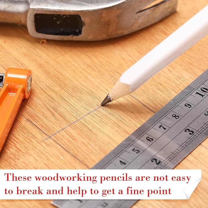 Fainne 48 Pack Jumbo Round Pencils, Wooden Fat Pencil with Black Core Bulk for Carpenters Workers Woodworkers Framers Beginners Students Teachers DIY Project(White)