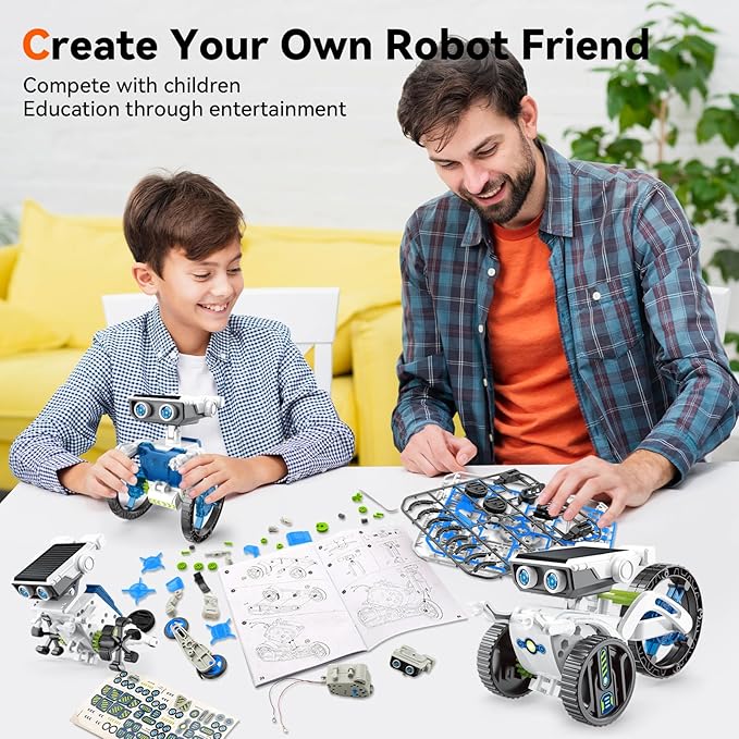 Jiakora 12-in-1 STEM Robot Kit Toys for Kids 8-12 12-16, DIY Robot Building Educational STEM Science Kits for Kids Age 8-12 12-16, 8 9 10 11 12 13 14 15 16 Year Old Boy Birthday Gifts