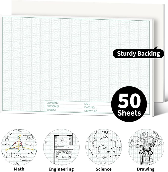 Isometric Graph Paper, 11"x17" Dot Grid Paper, 0.25" Grid, 50 Sheets Landscape, Easy-Tear Glue-Bound, 11"x17" Cardboard Backing, for Drafting, Engineering, Architect Designers