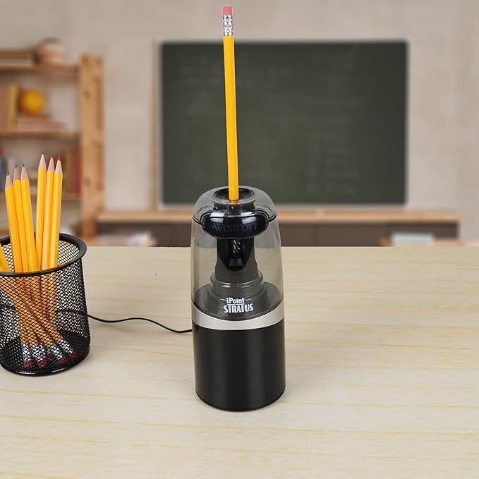 Westcott 17793 iPoint Stratus Electric Pencil Sharpener with Titanium-Bonded Blades and Pop-Top Canister for School, Office and Home, Assorted Colors
