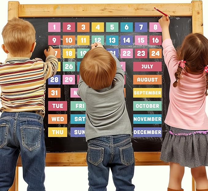 Calendar Magnets for Whiteboard - 50pcs Colorful Magnetic Monthly Calendar for Refrigerator Classroom Weeks and Months