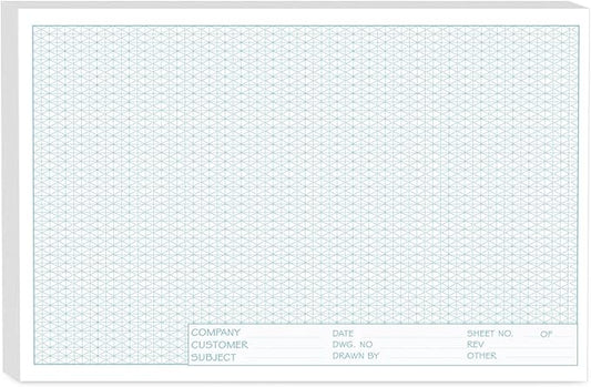 Isometric Graph Paper 11x17, 50 Sheets Large Graph Paper Pads, Top Landscape Glue Binding Blueprint Engineering Paper, Isometric Grid Paper 11x17 for Drafting, Architecture, Engineering and 3D Design