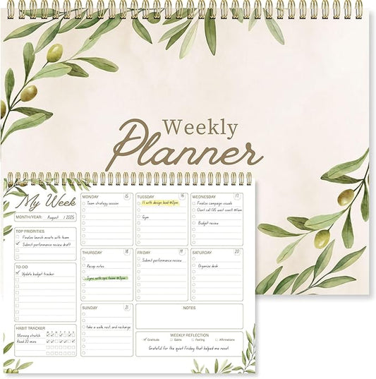 Weekly Planner Notepad 8.5x11 Inches – 52 Weeks Undated Dashboard Desk Pad for To-Do List, Schedule & Notes – Productivity Planner for Work, School, Home & Busy Professionals (Sage Green)