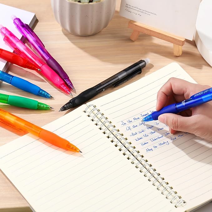 USUAL 0.5mm 8 Color Erasable Gel Pens, Make Mistakes Disappear, Fine Point Retractable Erasable Gel Pens for Writing, Drawing, Office, Planner, School Supplies