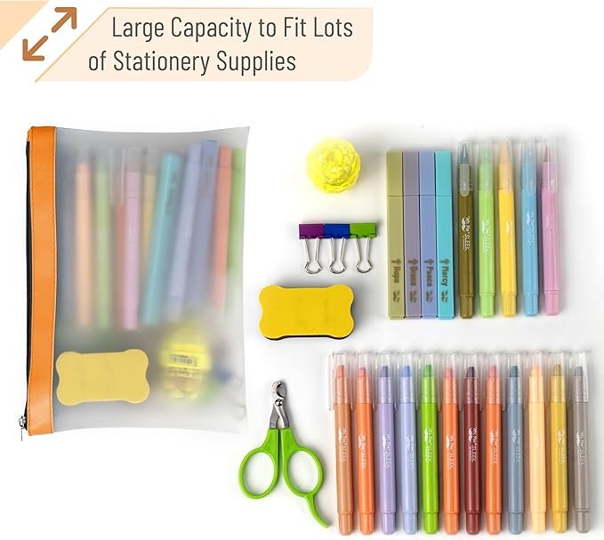 Mr. Pen- Clear Pencil Pouch, 3 Pack, Durable TPU Material, Large Water-Resistant Pencil Bags with Smooth Zipper, Multipurpose Clear Pouch for Stationery, School, Office, Travel Supplies
