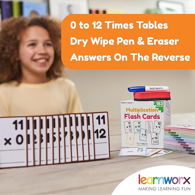 Multiplication Flash Cards 3rd Grade | 183 Math Flash Cards & Times Table Chart, Tablas De Multiplicar para Niños, Times Table Flash Cards & Games, Math Facts Flash Cards | All Facts 0-12