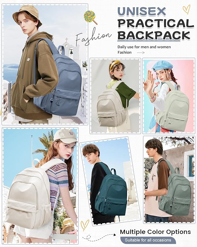 BJLFS Small Blue Backpack for School Women Girls, Waterproof Bookbag Cute High School Backpack for Men Teen Boys, Lightweight Travel College Back Pack Mochilas Escolares para Casual Daypack Rucksack