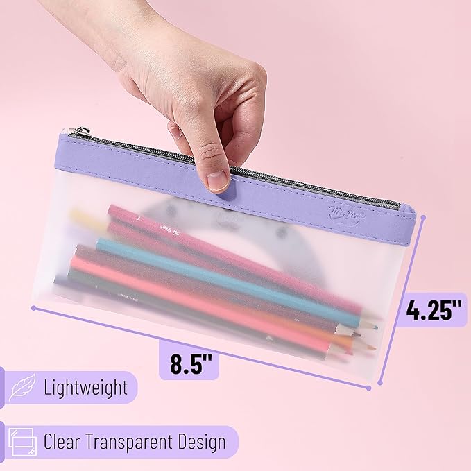 Mr. Pen- Clear Pencil Pouch, 8.50"x4.25", 6 Pack, Durable TPU Material, Medium Water-Resistant Pencil Bags with Smooth Zipper, Multipurpose Clear Pouch for Stationery, School, Office, Travel Supplies