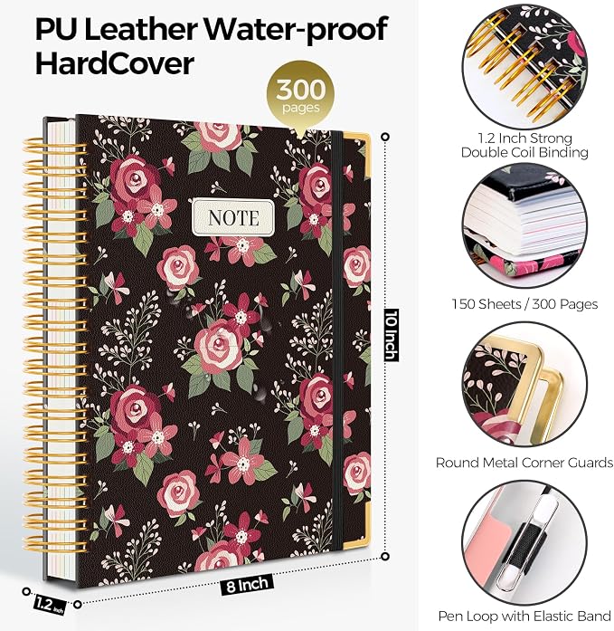 SKYDUE Sprial Notebook With Dividers Tabs, 5 Subject Notebook College Ruled