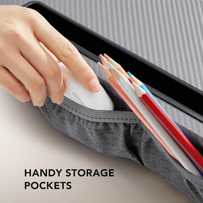 HUANUO Laptop Lap Desk - Portable Lap Desk with Pillow Cushion, Fits up to 15.6 inch Laptop, with Anti-Slip Strip & Storage Function for Home Office Students Use as Computer Laptop Stand - Grey