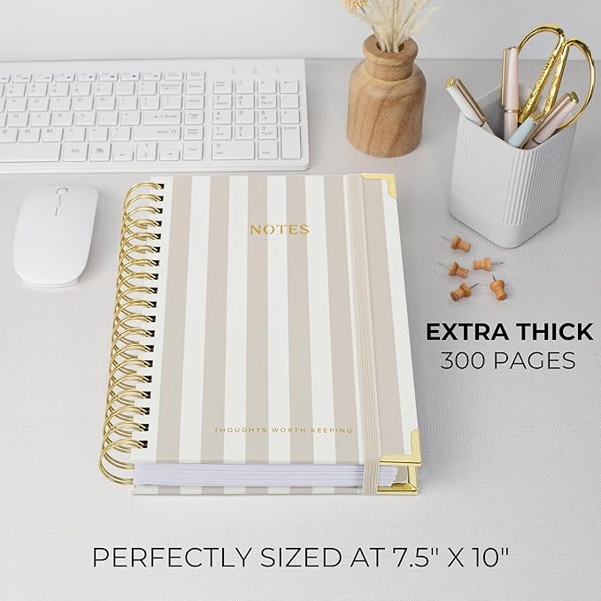 Aesthetic Thick Spiral Notebook With Tabs - Premium Journal For Women Size B5 - College Ruled Note Book With 300 Lined Pages and Dividers - Perfect For Writing And Staying Organized at Work or School