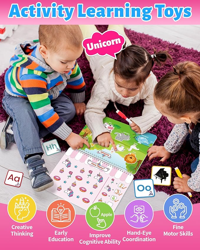 Benresive Busy Book for Toddlers 3-5, Montessori Preschool Learning Activities Book, Educational Sensory Travel Toys for Kids, Birthday Gifts for Boys Girls Ages 3+