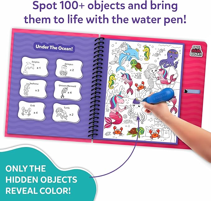 Skillmatics Reusable Search & Find Book – Water Spotter, Mess-Free, Fun Learning Activity, Unicorns & Princesses, Travel Toy, Gifts for Kids Ages 4, 5, 6, 7, 8
