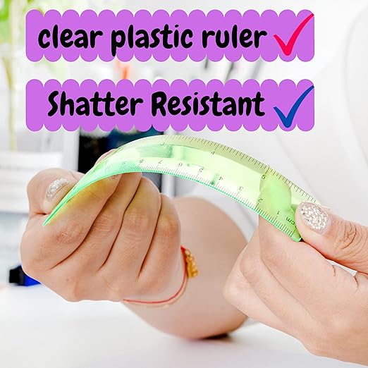 Mr. Pen- Plastic Rulers, 6 Inch, 6 Pack, Assorted Colors, Scratch-Resistant Design with Inches and Centimeters, Durable Small Transplant Rulers for Crafting Office & School, School Supplies