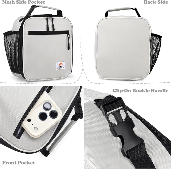 CaCTOUR Lunch Box Kids,Premium Insulated Lunch Bag for Girls Boys,Soft Bag Mini Cooler Back to School Thermal Reusable Lunch Bag for Work School Picnic (Gray)