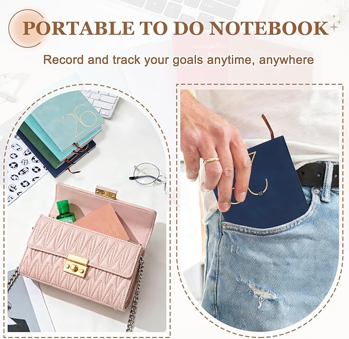 PATIKIL 2026 Planner Notebook, A6 64 Sheets Undated to Do List Daily Weekly Monthly Goals Tracker Pocket Notebook for Office Home Study Work Time Management Fitness Habit, Red