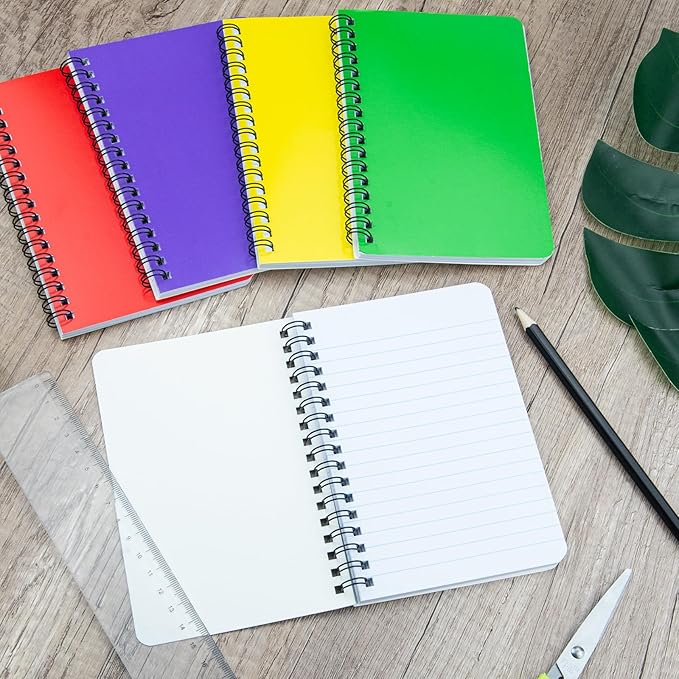 Fantasyon Top Bound Memo Books 4" x 6" Pocket Notebook Spiral Memo Pads For Home, Office, College, School, Lined College Ruled Paper, 75 Sheets Per Notebook (10 Pack) (A6)