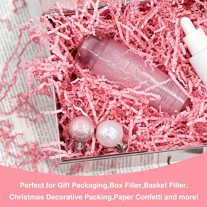 1LB Crinkle Paper Shred Filler for Gift Box On Mother's Day(Pink)