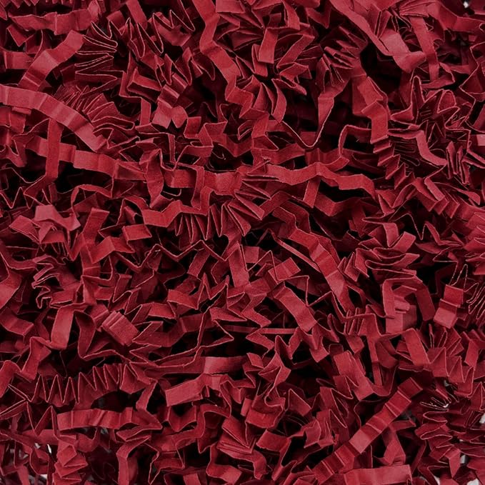 Tisspoms 1LB Deep Red Crinkle Cut Paper Shred Filler, Paper Shreds for Basket Fillers, Birthday, Gift Wrapping, Anniversary, Wedding, Halloween, Valentine's Day, Christmas Gift Decor Party Filler