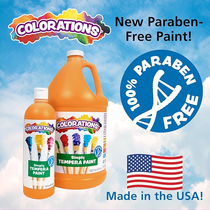 Colorations Paraben-Free Tempera Paint for Kids - White, 16 Ounce Bottle, Non-Toxic and Made in The USA